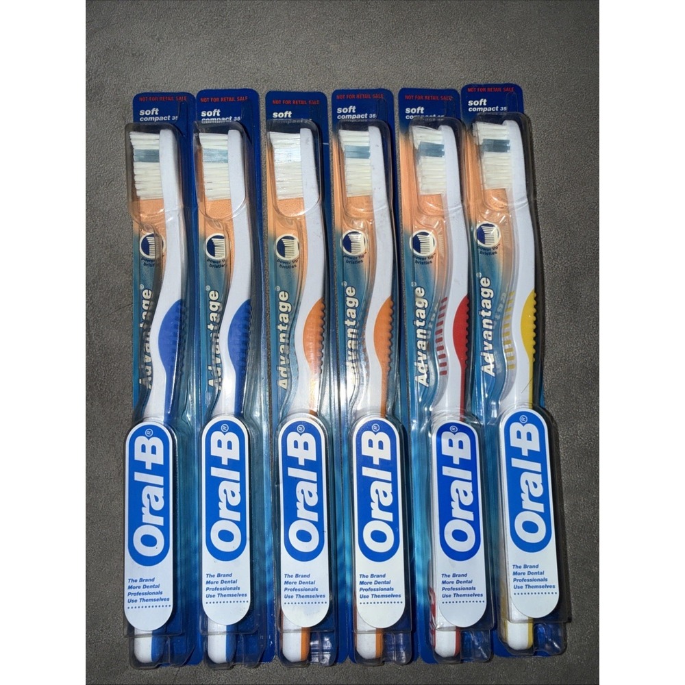 Lot of 6 Oral‎ B Toothbrushes Advantage Soft Compact 35 Bristle 2002